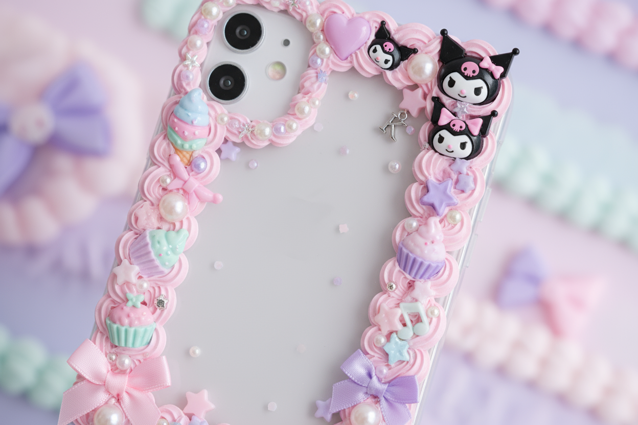 Y ) 📱🎀 Coque de Téléphone Kawaii Fausse Chantilly 🎀📱 - PRECOMMANDE