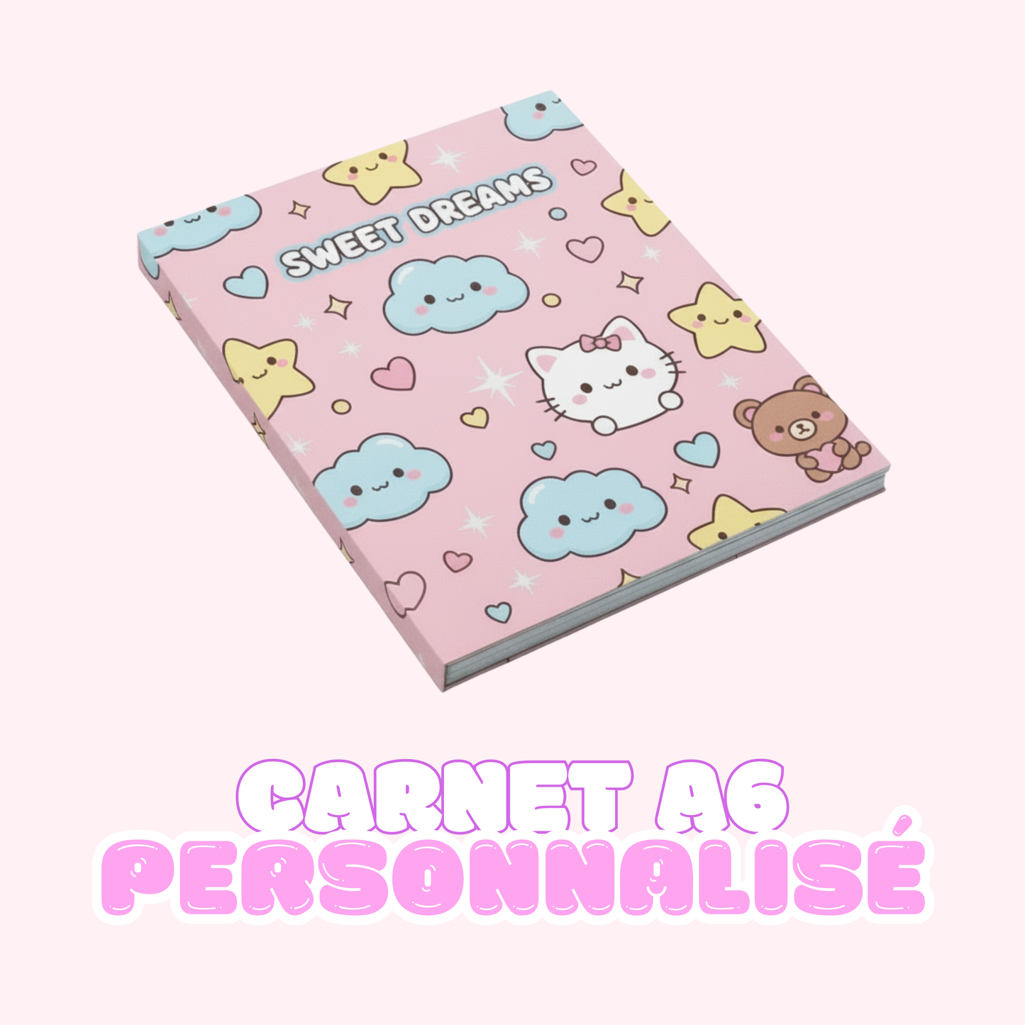🌸 Carnet Personnalisé A6 Souple Fait Main - Créez Votre Cahier Kawaii Rêvé ! 🌸